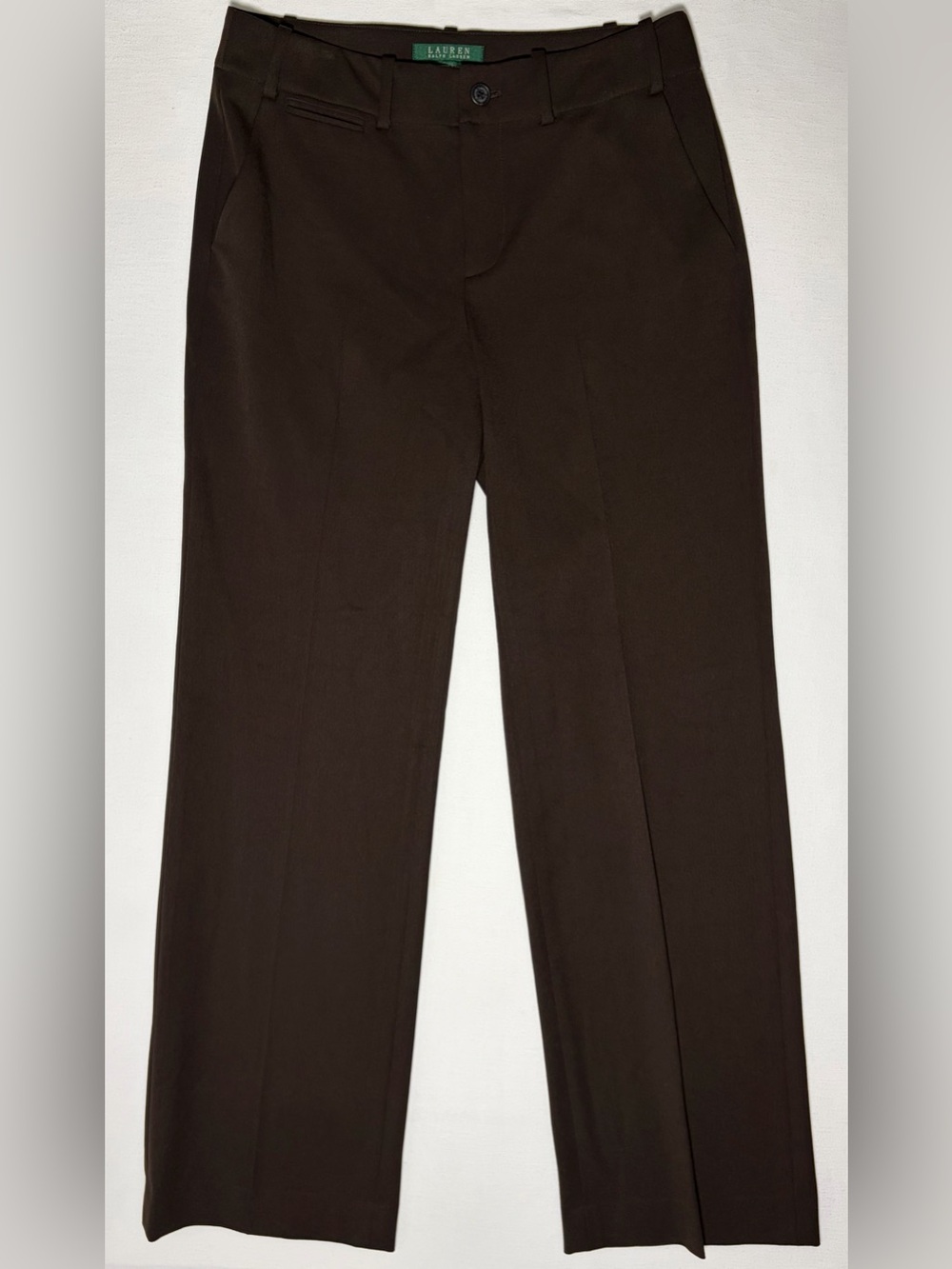 LRL Sanderson Office Trouser Pants Women's 4 Brown Wide Straight Leg Very Good